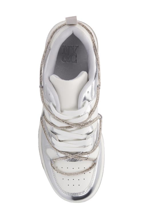 New York And Company Fable Metallic Sneaker In Silver