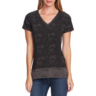 Vince Camuto Melange Layered Tee, Black