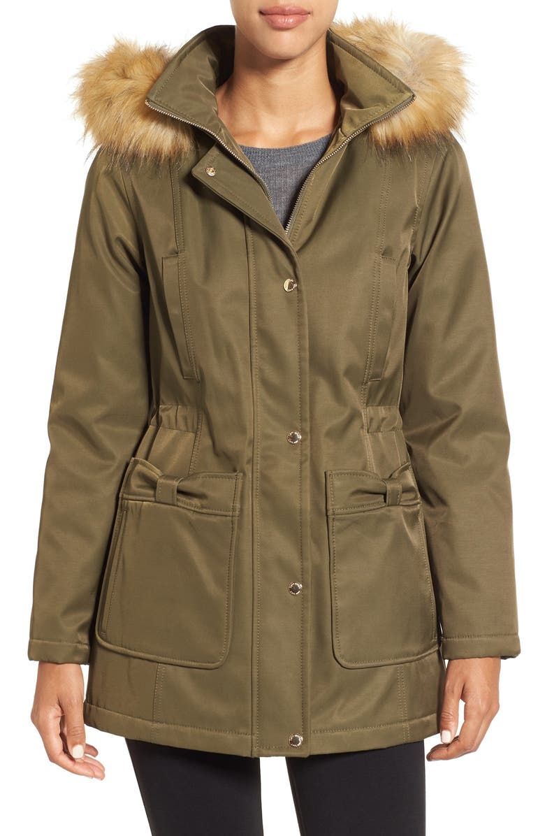 kate spade new york parka with faux fur trim | Nordstrom