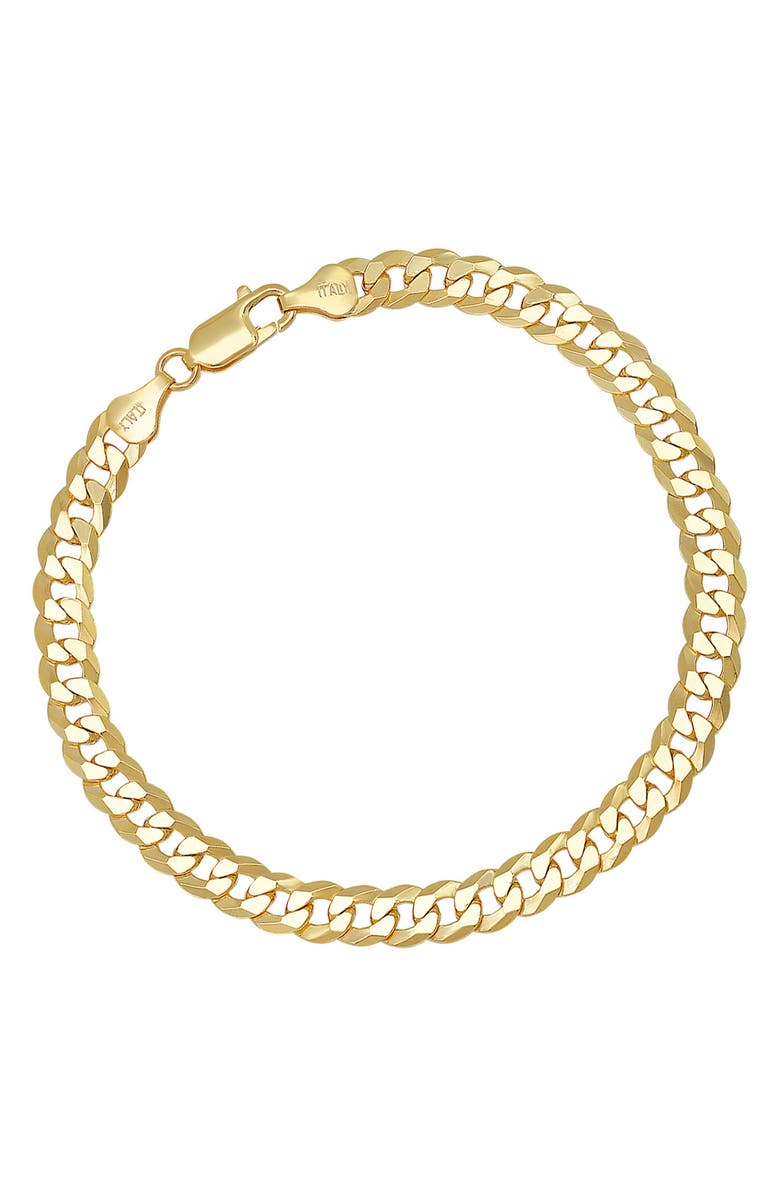 HMY JEWELRY 14K Gold Plate Sterling Silver Chain Bracelet, Alternate, color, Gold