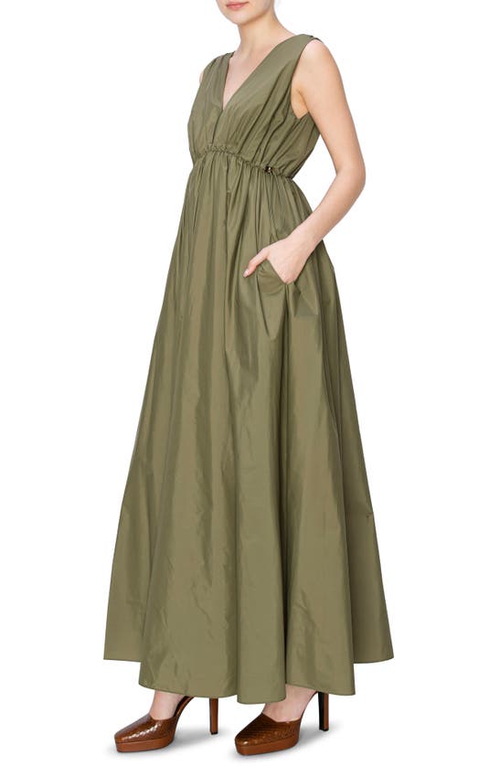 Shop Melloday Ruched Maxi Dress In Olive