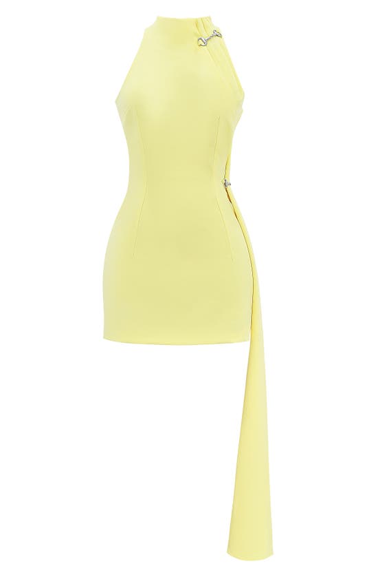House Of Cb Marla Funnel Neck Minidress In Lemon