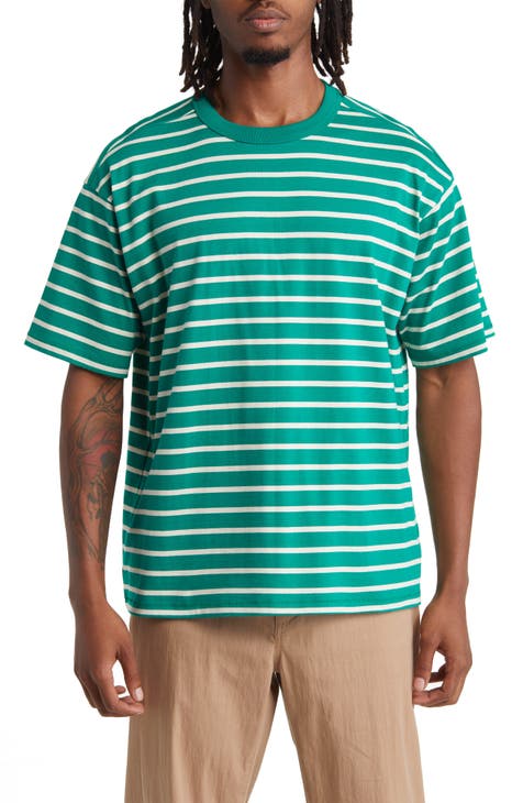 Stripe V-Neck Shirt Athletic Short Sleeve T-Shirt
