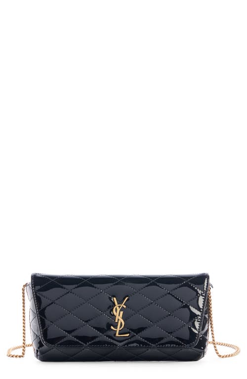 Saint Laurent Gaby Quilted Patent Leather Crossbody Phone Pouch in Nero at Nordstrom