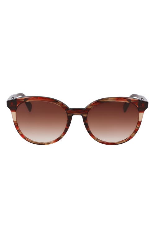 Longchamp Heritage 55mm Gradient Round Sunglasses In Textured Red