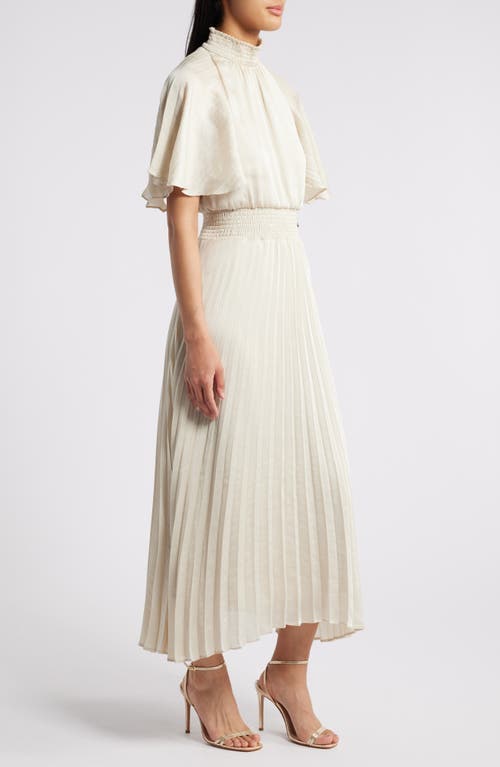 Shop Julia Jordan Flutter Sleeve Pleated Midi Dress In Cream