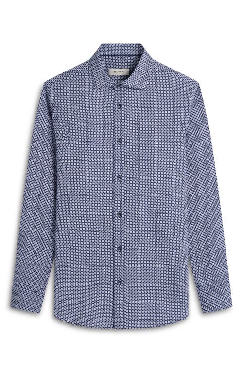 Bugatchi Axel Shaped Fit Geo Print Stretch Button-up Shirt In Navy