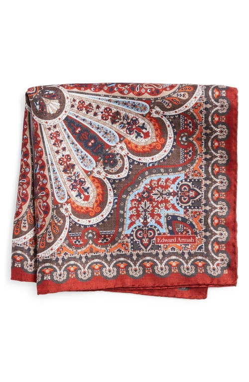 Shop Edward Armah Persian Design Silk Pocket Square In Rust