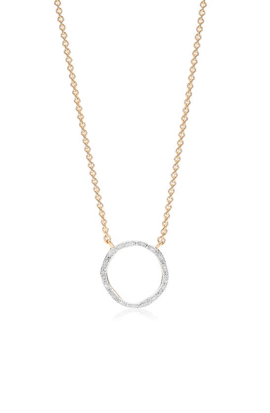 Monica Vinader Riva Circle Diamond Pendant Necklace In Yellow Gold/ Diamond