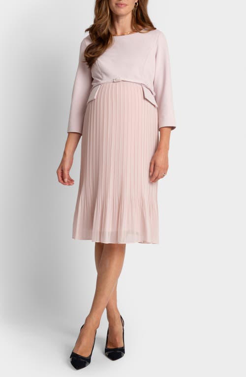 Seraphine Belted Mixed Media Maternity/nursing Dress In Open Pink