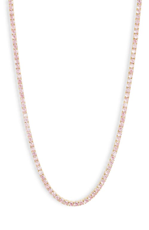 Shymi Classic Cubic Zirconia Tennis Necklace In Gold/pink