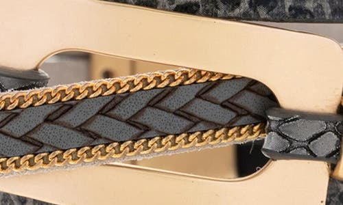 Shop Saachi Faux Leather Buckle Bracelet In Black/gold