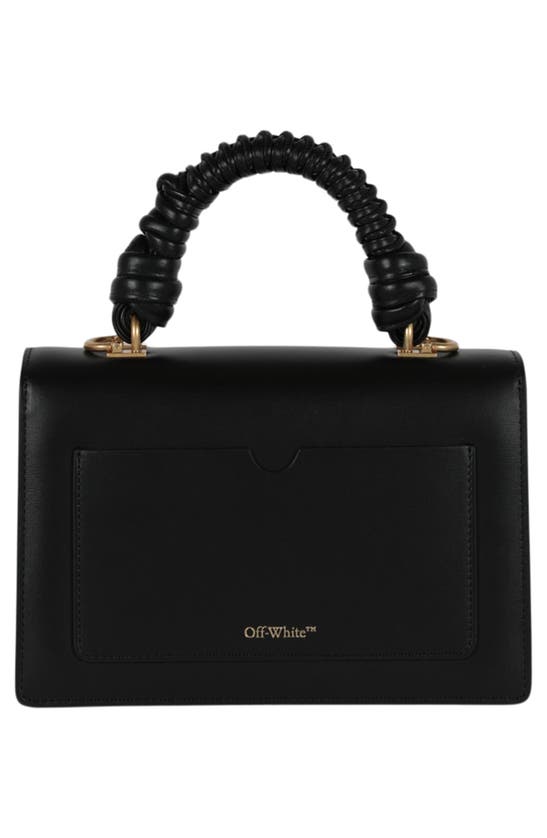 Shop Off-white Jitney 1.4 Leather Woven Top Handle Bag In Black
