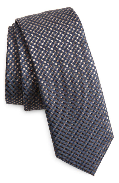 Geometric Silk Blend Tie in Medium Beige