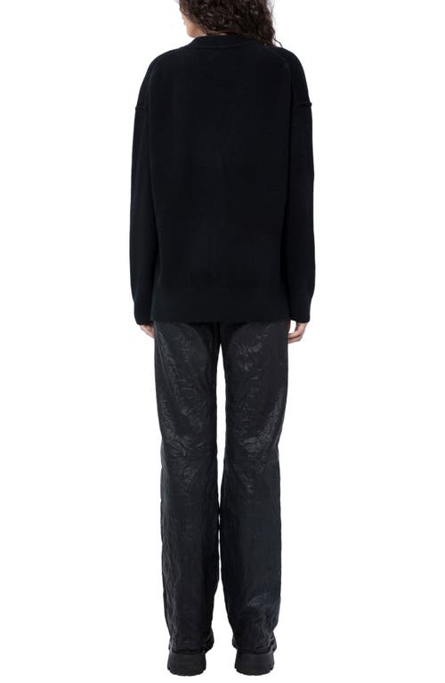 Zadig & Voltaire Mirka Crystal Star-buttons V-neck Cashmere Cardigan In Noir