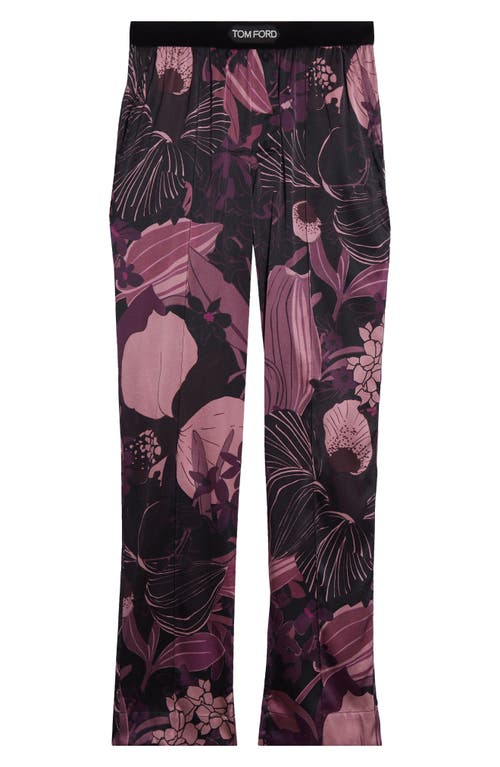 Shop Tom Ford Orchid Print Stretch Silk Pajama Pants In Rosa Scuro Fantasia