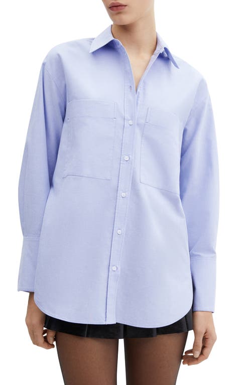MANGO Oversize Pocket Button-Up Shirt Sky Blue at Nordstrom,