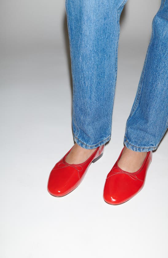 Shop Mansur Gavriel Dream Ballerina Flat In Poppy