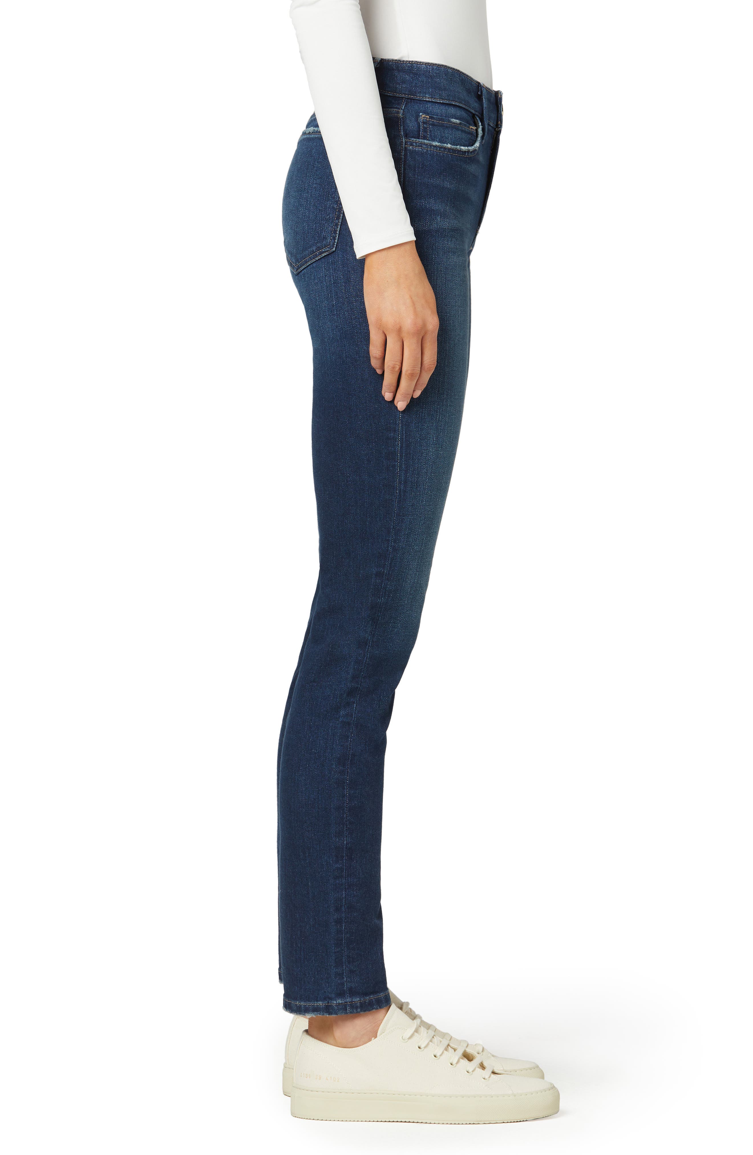 High Rise Ankle Crop Straight Leg Jeans 