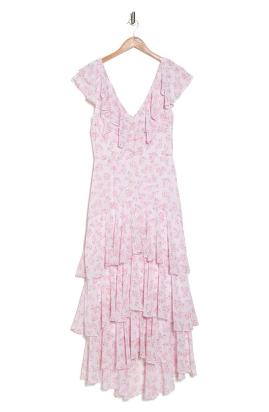 Wayf Floral Tiered Ruffle Dress In Blush Ditsy