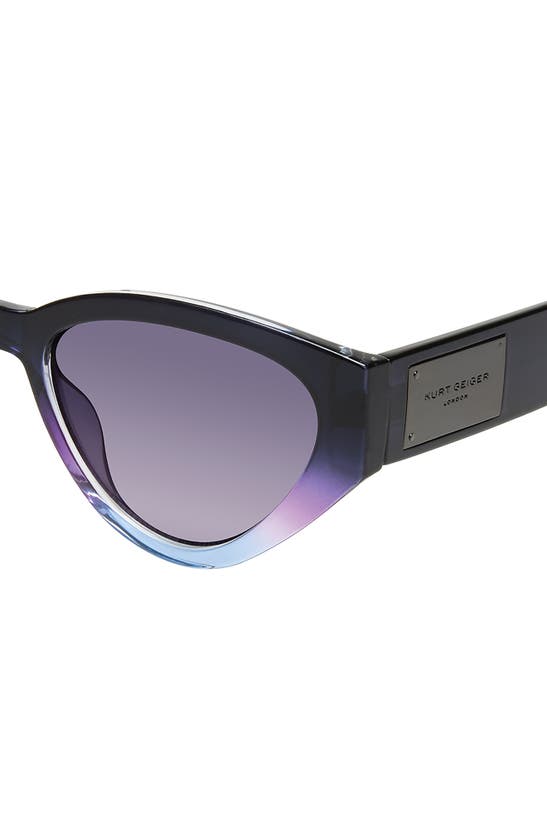 Shop Kurt Geiger 54mm Cat Eye Sunglasses In Crystal Purple Navy/ Purple