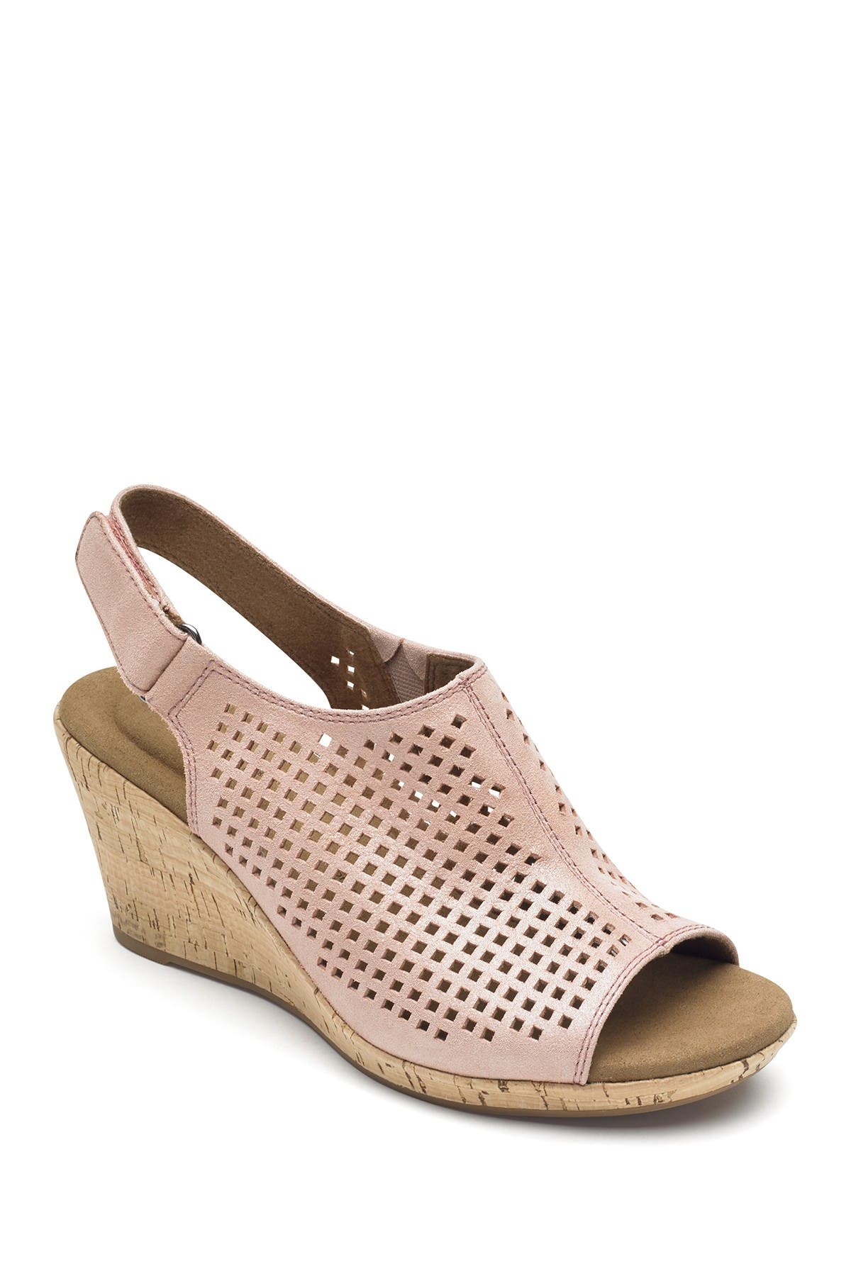 rockport briah perforated leather wedge sandals