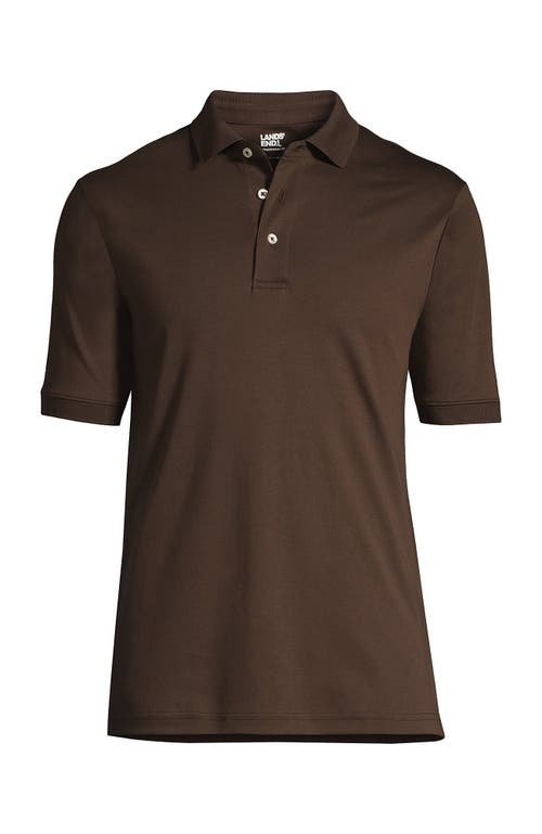 Shop Lands' End Short Sleeve Cotton Supima Polo Shirt In Rich Coffee