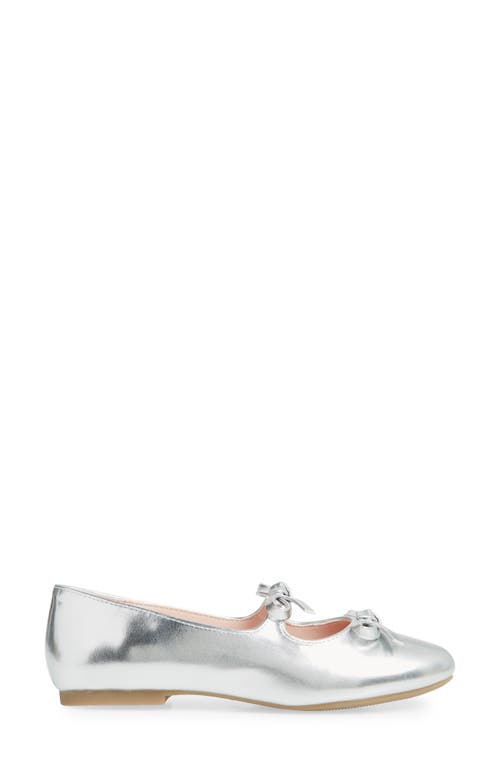 Shop Nordstrom Kids' Elodie Bow Flat In Silver Metallic