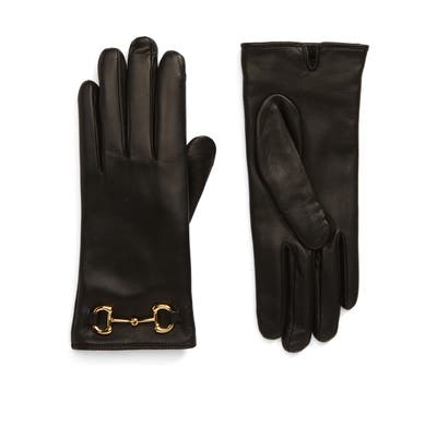 Gucci Horsebit Nappa Leather Gloves - Black