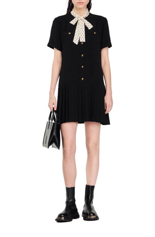 Shop Sandro Short Dress With Polka Dot Tie In Black