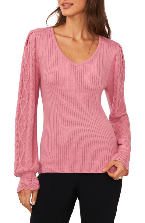 CeCe Women's Long Sleeve Eyelash Sweater