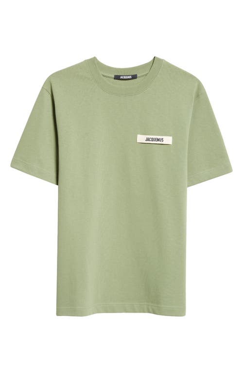 Shop Jacquemus Le T-shirt Grosgrain Cotton Logo T-shirt In Pale Green