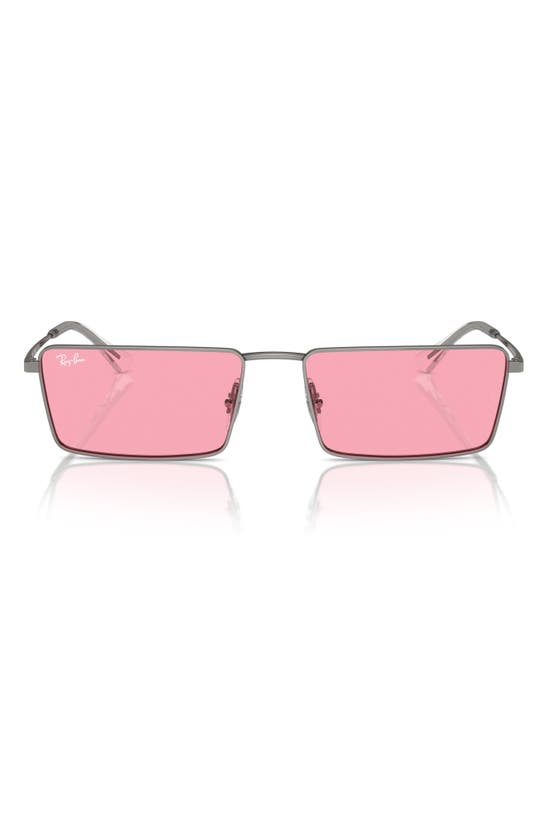 Ray Ban Sunglasses Unisex Emy - Gunmetal Frame Pink Lenses 56-17 In Pink