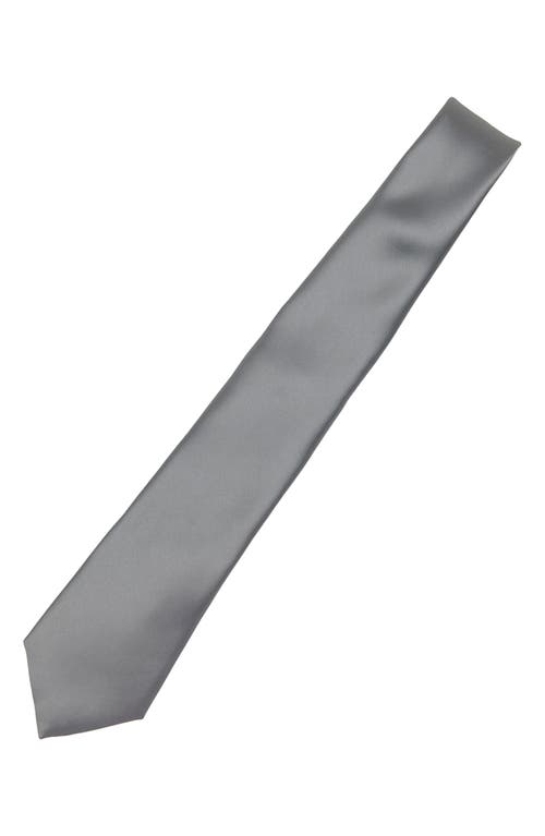 Shop Brooklyn Brigade Solid Satin Tie In Slate