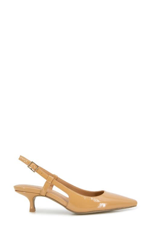 Reaction Kenneth Cole Maggie Kitten Heel Slingback Pump In Camel Patent