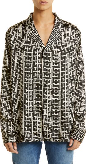 Gucci Monogram-pattern Textured Regular-fit Cotton-blend Shirt in Natural