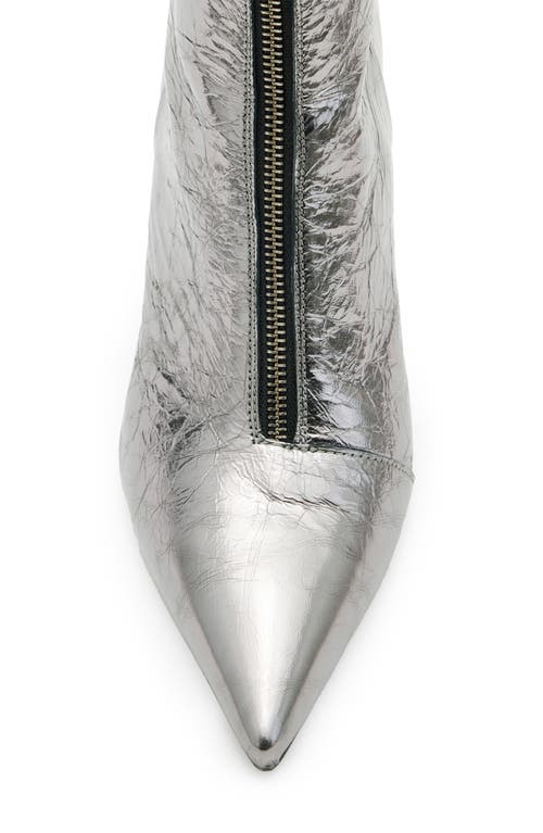 Allsaints Natasha Pointed Metallic Leather Boots In Gunmetal Grey