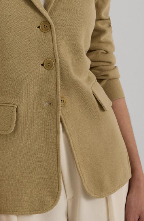 Shop Ralph Lauren Lauren  Cotton Sweater Jacket In Birch Tan