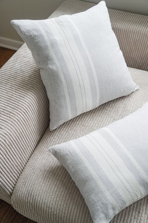 Shop Anaya So Soft Linen Pillow With Down Insert In Light Grey Bold Stripes