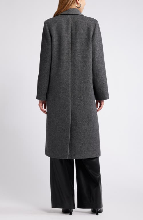 Open Edit Herringbone Coat In Black