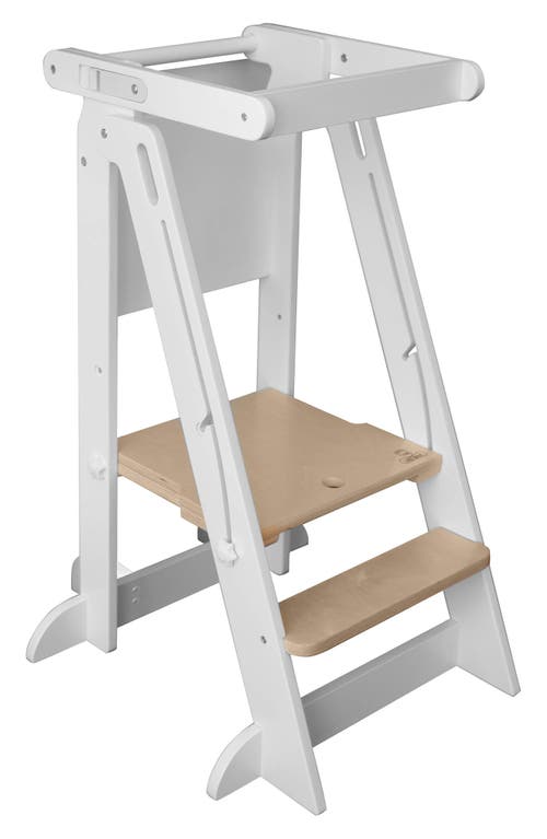 Little Partners Learn 'N Fold Learning Tower Toddler Step Stool in Soft White W/Natural at Nordstrom