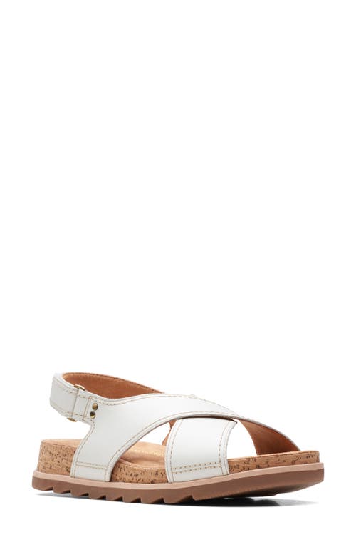Clarks(r) Yacht Cross Leather Sandal in White Leather