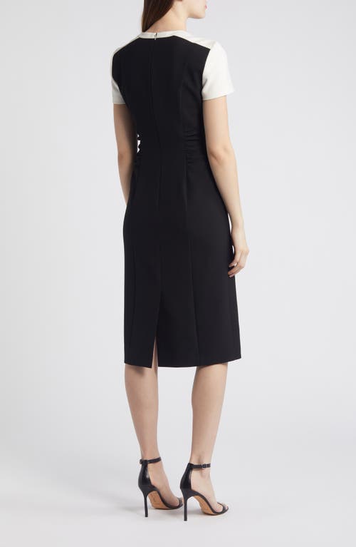 Shop Hugo Boss Boss Dufeva Colorblock Sheath Dress In Black