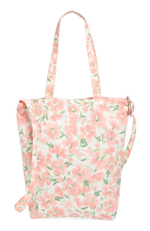 BP. Canvas Tote in White- Pink Floating Flor