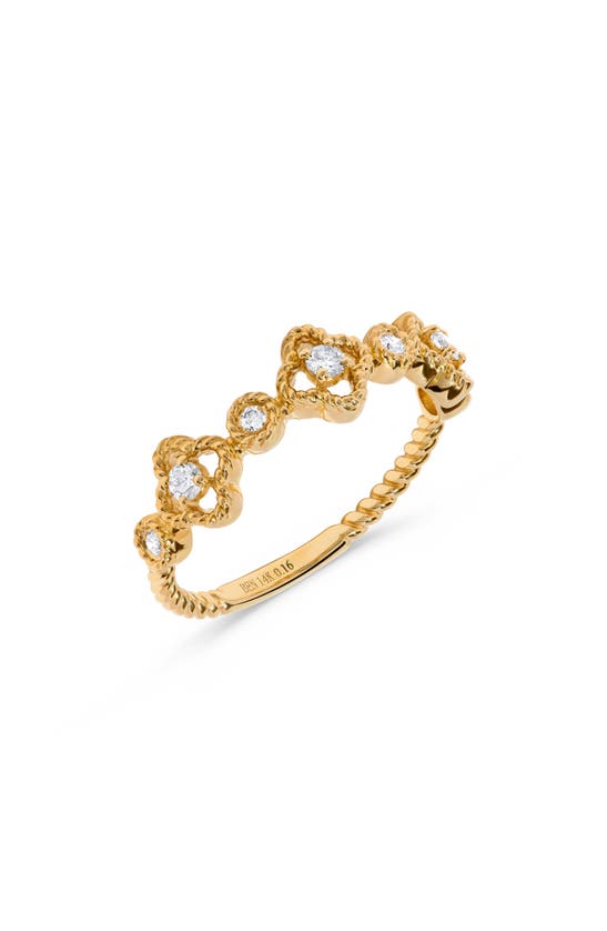 H.j. Namdar 14k Gold Diamond Clover Ring In 14k Yellow Gold