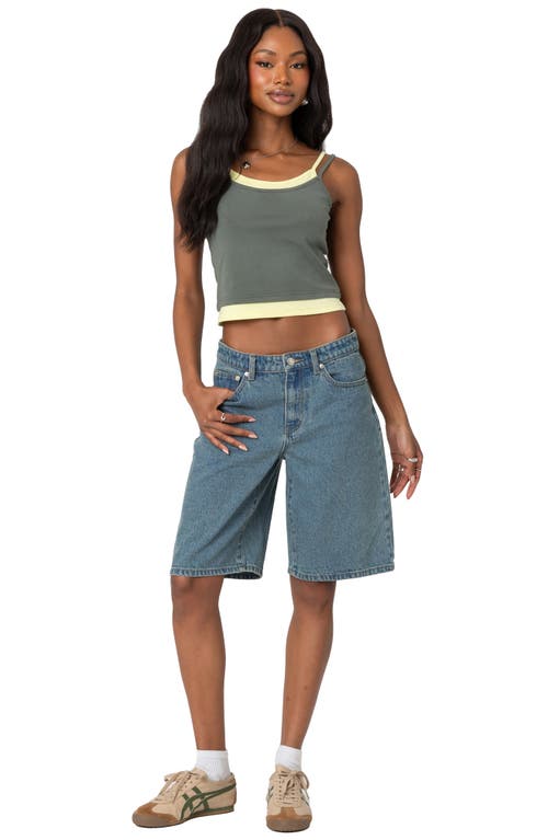 Shop Edikted Element Layered Stretch Cotton Tank In Olive