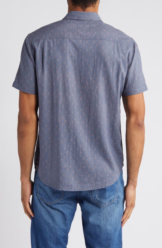 Shop Rails Carson Wheat Print Short Sleeve Linen Blend Button-up Shirt In Louis Leaf Slate