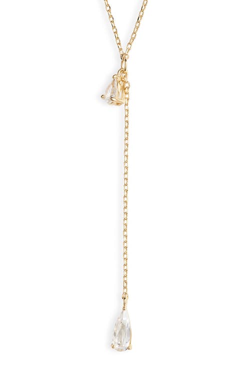 Nordstrom Demi Fine Duo Pendant Y-Necklace in Clear- Gold at Nordstrom