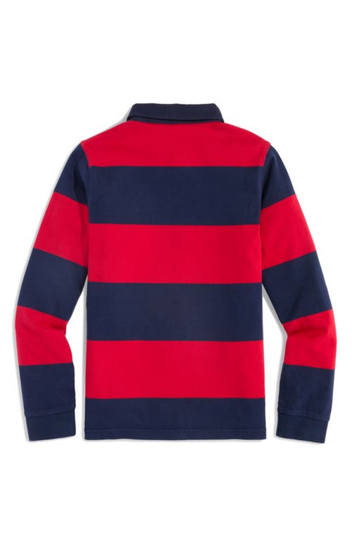 Shop Vineyard Vines Kids' Stripe Cotton Rugby Shirt In Red Velvet