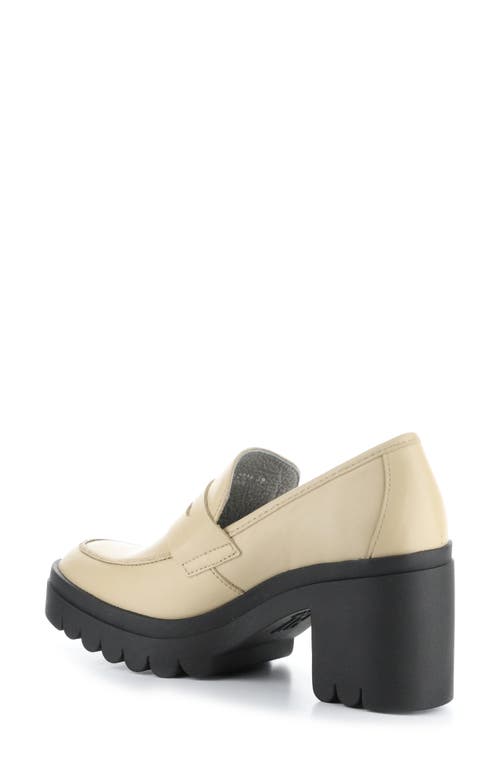 Shop Fly London Toky Platform Penny Loafer In Cream Dublin